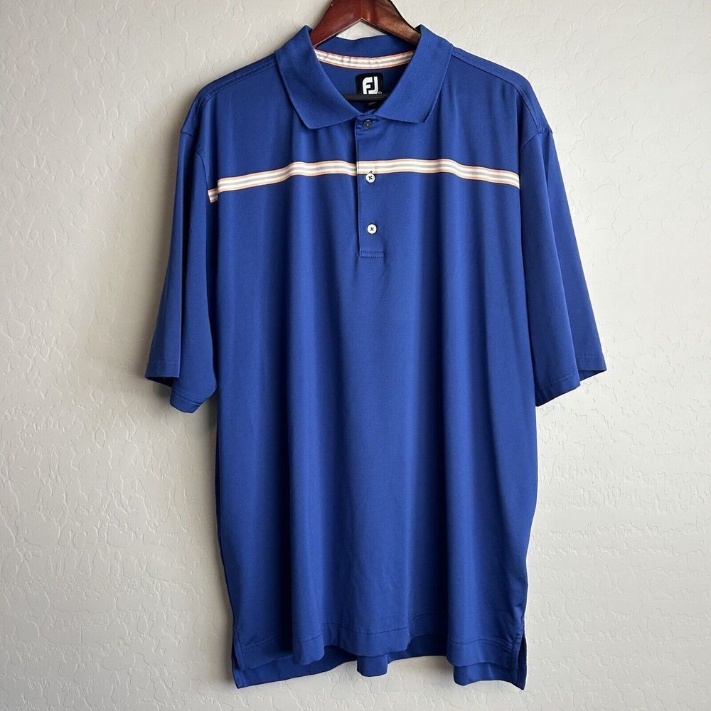 Footjoy Polo Shirt Adult Extra Large Blue Stripe Lightweight Golfer Golf XL Mens